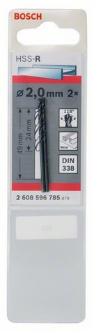 Průměr (D) 2 mm, Pracovní délka (L1) 24 mm, Celková délka (L2) 49 mm 

