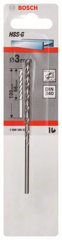 Průměr (D) 3 mm, Pracovní délka (L1) 66 mm, Celková délka (L2) 100 mm