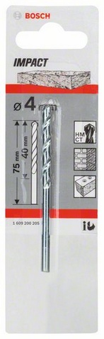Průměr (D) 4 mm, pracovní délka (L1) 40 mm, Celková délka (L2) 75 mm