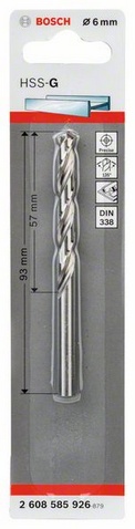 Průměr (D) 6 mm, Pracovní délka (L1) 57 mm, Celková délka (L2) 93 mm 