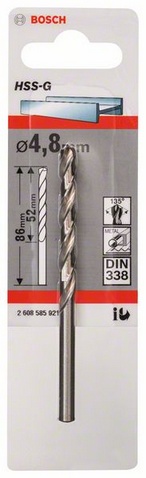 Průměr (D) 4,8 mm, Pracovní délka (L1) 52 mm, Celková délka (L2) 86 mm 
