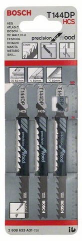 Provedení zubů - Rozvedené zuby broušené, celková délka 100 mm, rozteč zubů 4 mm, oblasti použití: Měkké dřevo, dřevotřískové desky, laťovky, dřevovláknité desky (5-50 mm), dveře, kuchyňské pracovní desky (< 50 mm)