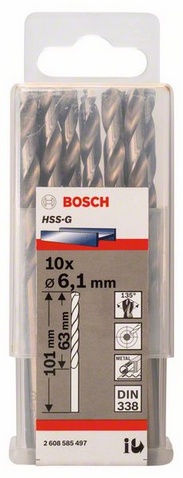 Průměr (D) 6,1 mm, Pracovní délka (L1) 63 mm, Celková délka (L2) 101 mm 