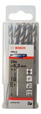Průměr (D) 6,3 mm, Pracovní délka (L1) 63 mm, Celková délka (L2) 101 mm 