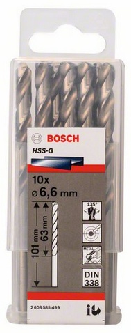 Průměr (D) 6,6 mm, Pracovní délka (L1) 63 mm, Celková délka (L2) 101 mm 