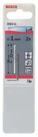 Průměr (D) 1 mm, Pracovní délka (L1) 12 mm, Celková délka (L2) 34 mm