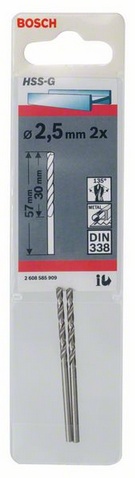 Průměr (D) 2,5 mm, Pracovní délka (L1) 30 mm, Celková délka (L2) 57 mm 