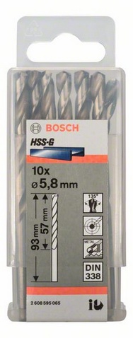 Průměr (D) 5,8 mm, Pracovní délka (L1) 57 mm, Celková délka (L2) 93 mm 