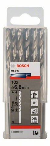 Průměr (D) 6,8 mm, Pracovní délka (L1) 69 mm, Celková délka (L2) 109 mm 