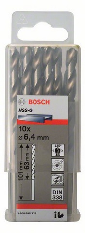 Průměr (D) 6,4 mm, Pracovní délka (L1) 63 mm, Celková délka (L2) 101 mm 
