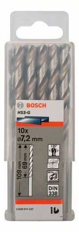 Průměr (D) 7,2 mm, Pracovní délka (L1) 69 mm, Celková délka (L2) 109 mm 
