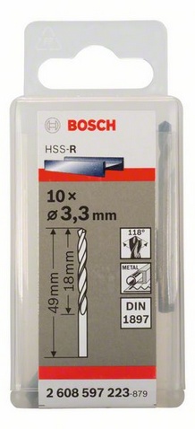 Průměr (D) 3,3 mm, Pracovní délka (L1) 18 mm, Celková délka (L2) 49 mm
