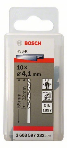 Průměr (D) 4,1 mm, Pracovní délka (L1) 22 mm, Celková délka (L2) 55 mm 