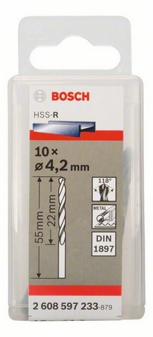 Průměr (D) 4,2 mm, Pracovní délka (L1) 22 mm, Celková délka (L2) 55 mm 
