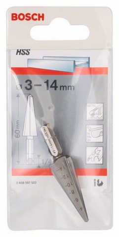 průměr 3-14 mm, celková délka 60 mm, průměr stopky 1/4 palce