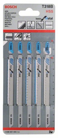 celková délka 132 mm, rozteč zubů 2,0 mm, oblasti použití: středně silné plechy (2,5-6 mm), roury + profily, včetně hliníkových (O <65 mm), úhlově přesný řez