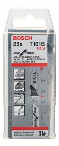 Provedení zubů - Broušený úhel hřbetu a ozubení, celková délka 100 mm, rozteč zubů 2,7 mm, oblasti použití: Měkké dřevo, dřevotřískové desky, laťovky, dřevovláknité desky (3–30 mm), plasty/epoxid (O < 30 mm) 
