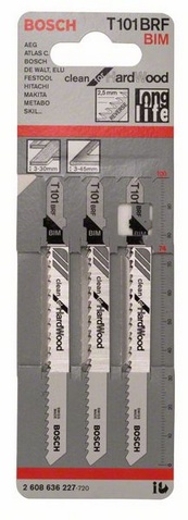Provedení zubů - broušený úhel hřbetu a ozubení, celková délka 100 mm, rozteč zubů 2,5 mm, oblasti použití: Lamináty, laminované desky (3-30 mm), kuchyňské pracovní desky (3-45 mm), čisté povrchy