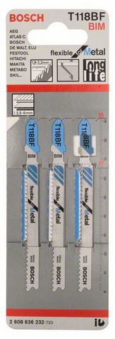 provedení zubů - zvlněné frézované, celková délka 92 mm, rozteč zubů 1,9-2,3 mm, oblasti použití: středně silné plechy, 2,5-6 mm