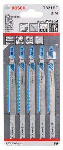 celková délka 132 mm, rozteč zubů 2,0 mm, oblasti použití: středně silné plechy, děrované plechy (2,5-6 mm), sendvičové materiály (<65 mm), tlustostěnné trubky, uzavřené + otevřené profily vč. hliníkových (O <65 mm), sklolaminát/epoxid (<65 mm)