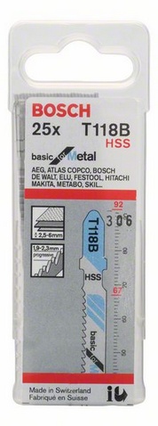 celková délka 92 mm, rozteč zubů 1,9-2,3 mm, oblasti použití: středně silné plechy, 2,5-6 mm