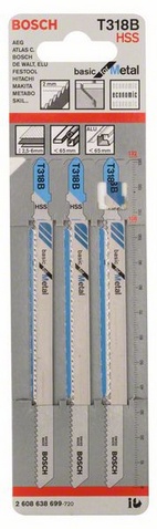 celková délka 132 mm, rozteč zubů 2,0 mm, oblasti použití: středně silné plechy (2,5-6 mm), roury + profily, včetně hliníkových (O <65 mm), úhlově přesný řez