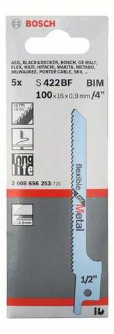 rozteč zubů 1,8 mm, provedení zubů - rozvedené, frézované, oblasti použití: středně silné plechy (1,5-6 mm), speciálně pro řez v křivkách