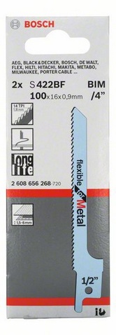 rozteč zubů 1,8 mm, provedení zubů - rozvedené, frézované, oblasti použití: středně silné plechy (1,5-6 mm), speciálně pro řez v křivkách