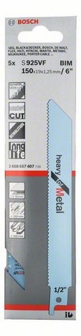 provedení zubů - s variabilním ozubením, rozteč zubů 1,8-2,6 mm, oblasti použití: Středně silné až silné plechy (2-10 mm), tenkostěnné a tlustostěnné roury a profily (< 100 mm). Ideální na asanační práce v kovech. Jemný řez bez námahy.
