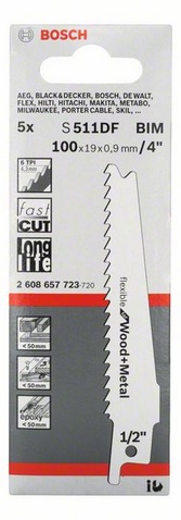 materiál BIM, rozteč zubů 4,3 mm, provedení zubů - rozvedené frézované, oblasti použití: Dřevo s hřebíky/kovem,Dřevěné, dřevotřískové desky, Plast: trubky, profily, Sklolaminát/epoxid (<50 mm)