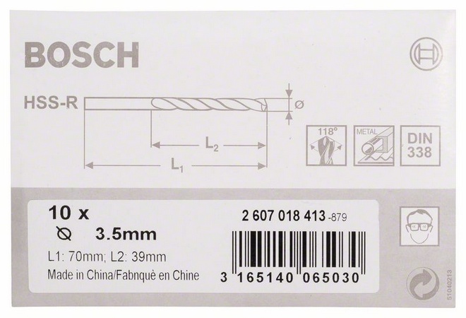 Průměr (D) 3,5 mm, Pracovní délka (L1) 39 mm, Celková délka (L2) 70 mm 
