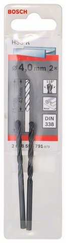 Průměr (D) 4 mm, Pracovní délka (L1) 43 mm, Celková délka (L2) 75 mm 