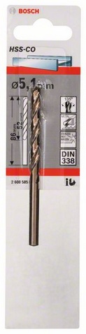 Průměr (D) 5,1 mm, Pracovní délka (L1) 52 mm, Celková délka (L2) 86 mm 
