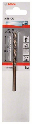 Průměr (D) 5,2 mm, Pracovní délka (L1) 52 mm, Celková délka (L2) 86 mm 
