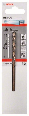 Průměr (D) 5,5 mm, Pracovní délka (L1) 57 mm, Celková délka (L2) 93 mm 