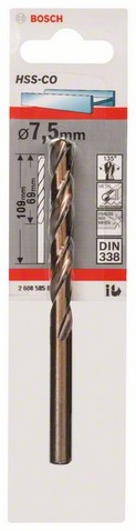 Průměr (D) 7,5 mm, Pracovní délka (L1) 69 mm, Celková délka (L2) 109 mm 