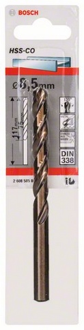 Průměr (D) 8,5 mm, Pracovní délka (L1) 75 mm, Celková délka (L2) 117 mm 