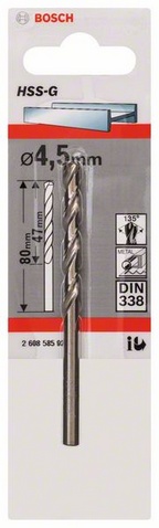 Průměr (D) 4,5 mm, Pracovní délka (L1) 47 mm, Celková délka (L2) 80 mm 
