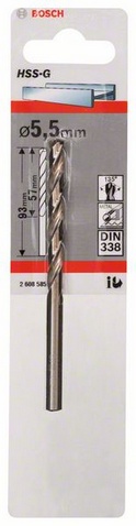 Průměr (D) 5,5 mm, Pracovní délka (L1) 57 mm, Celková délka (L2) 93 mm 
