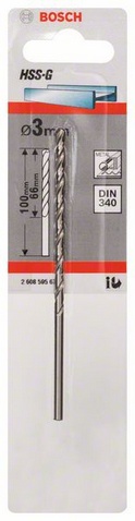 Průměr (D) 3 mm, Pracovní délka (L1) 66 mm, Celková délka (L2) 100 mm