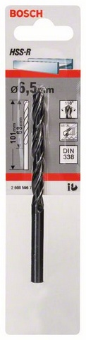 Průměr (D) 6,5 mm, Pracovní délka (L1) 63 mm, Celková délka (L2) 101 mm 
