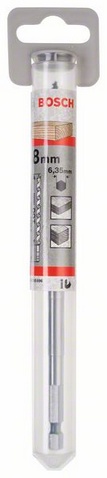 Průměr (D) 8 mm, Pracovní délka (L1) 95 mm, Celková délka (L2) 160 mm, Velikost klíče (d) 6,35 mm, Velikost klíče (d) palce 1/4
