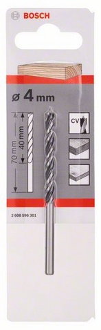 Průměr (D) 4 mm, Pracovní délka (L1) 43 mm, Celková délka (L2) 75 mm, Průměr stopky (d) 4 mm