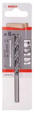 Průměr (D) 6 mm, Pracovní délka (L1) 57 mm, Celková délka (L2) 93 mm, Průměr stopky (d) 6 mm