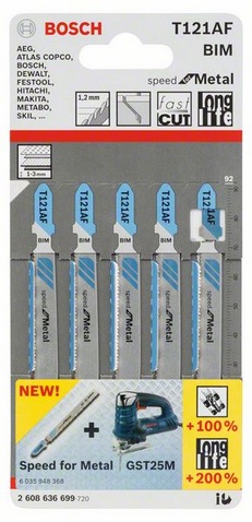 celková délka 92 mm, rozteč zubů 1,2 mm, oblasti použití: tenké plechy (1-3 mm)