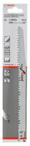 rozteč zubů 5 mm, oblasti použití: Hrubé dřevo, bez hřebíků (<190 mm), odvětvování živého dřeva (O <190 mm), palivové dřevo (O <190 mm)