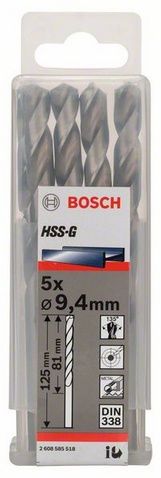 Průměr (D) 9,4 mm, Pracovní délka (L1) 81 mm, Celková délka (L2) 125 mm 