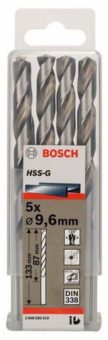 Průměr (D) 9,6 mm, Pracovní délka (L1) 87 mm, Celková délka (L2) 133 mm 
