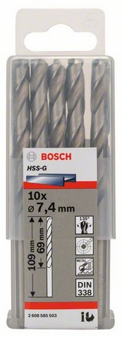 Průměr (D) 7,4 mm, Pracovní délka (L1) 69 mm, Celková délka (L2) 109 mm
