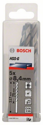 Průměr (D) 8,4 mm, Pracovní délka (L1) 75 mm, Celková délka (L2) 117 mm 
